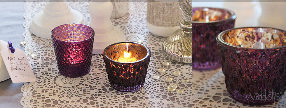 Teelicht in Lila - Violett für Deine Hochzeit mieten