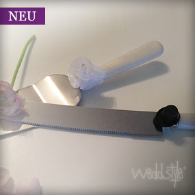 Tischdecken weiss mieten Tortenmesser Herzform